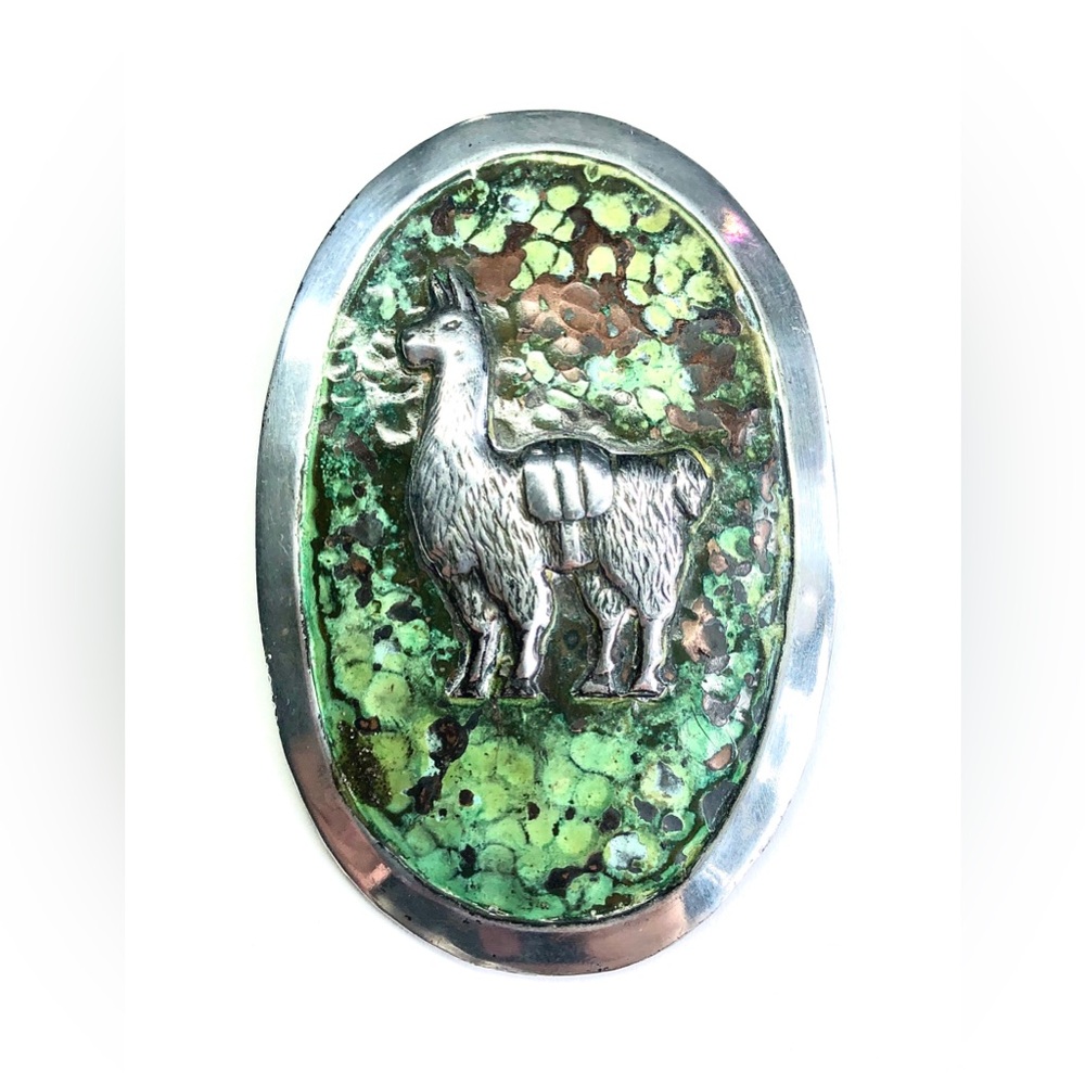 Vintage Peruvian Llama Silver & Copper Pendant/Brooch